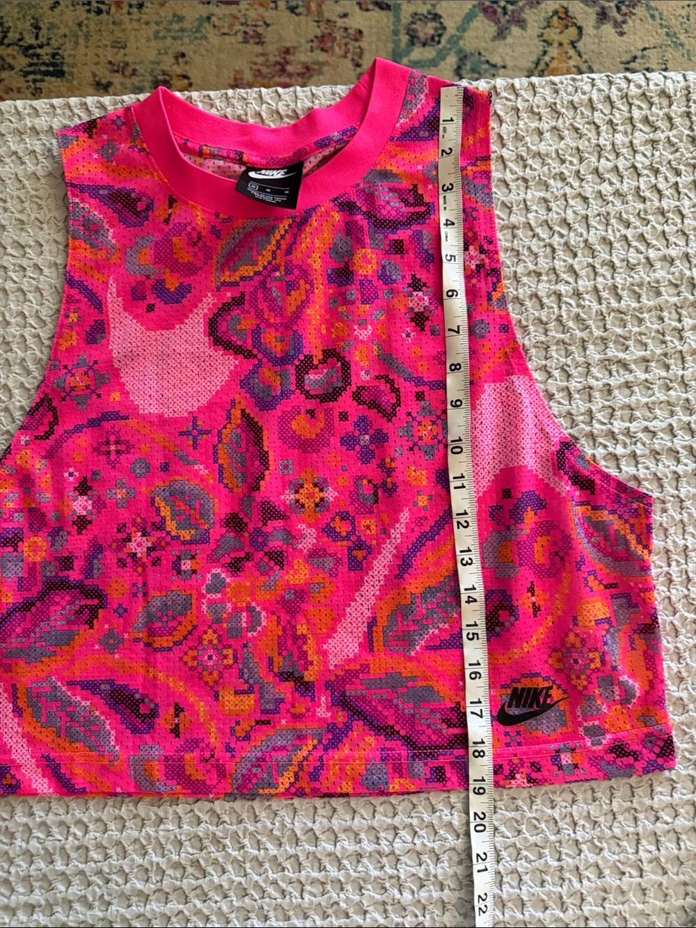 Nike Dri-FIT Neon Pink Retro Y2K Graphic Mesh Cropped Workout Tank | Medium - Picture 8 of 8